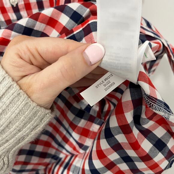 J. Crew Red White & Blue Plaid Button Up Tank Size XL - Picture 4 of 6